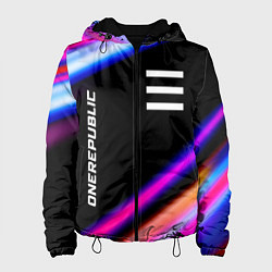 Куртка с капюшоном женская OneRepublic neon rock lights, цвет: 3D-черный