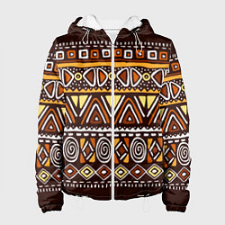 Куртка с капюшоном женская Африканский традиционный орнамент, цвет: 3D-белый