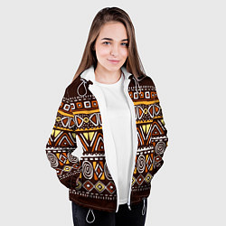 Куртка с капюшоном женская Африканский традиционный орнамент, цвет: 3D-белый — фото 2