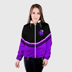 Куртка с капюшоном женская Among us neon geometry, цвет: 3D-белый — фото 2