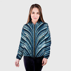 Куртка с капюшоном женская Вышивка линий на джинсах, цвет: 3D-черный — фото 2