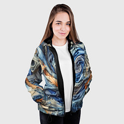 Куртка с капюшоном женская Джинсовая воронка - модный тренд, цвет: 3D-черный — фото 2