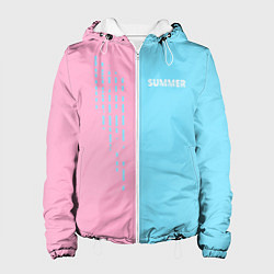 Куртка с капюшоном женская Summer-pink and blue, цвет: 3D-белый