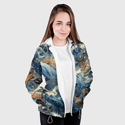 Куртка с капюшоном женская Абстрактная композиция - нейросеть, цвет: 3D-белый — фото 2