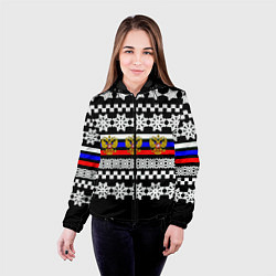 Куртка с капюшоном женская Rusiia winter pattern, цвет: 3D-черный — фото 2