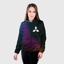 Куртка с капюшоном женская Mitsubishi neon hexagon, цвет: 3D-черный — фото 2