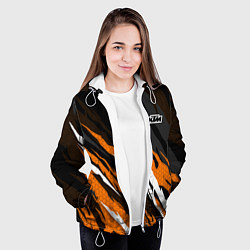 Куртка с капюшоном женская KTM - Рваный гексагон, цвет: 3D-белый — фото 2