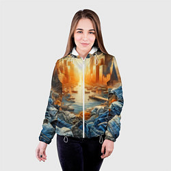 Куртка с капюшоном женская Нью-Йорк с джинсовыми берегами - нейросеть, цвет: 3D-белый — фото 2