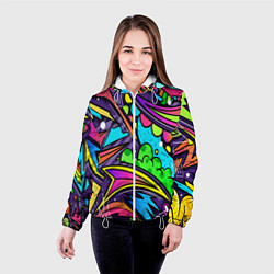 Куртка с капюшоном женская Яркое граффити, цвет: 3D-белый — фото 2