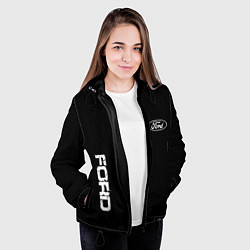 Куртка с капюшоном женская Ford logo white steel, цвет: 3D-черный — фото 2