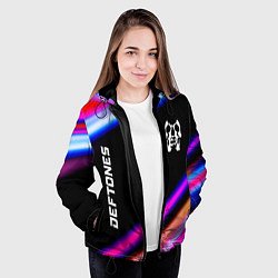 Куртка с капюшоном женская Deftones neon rock lights, цвет: 3D-черный — фото 2
