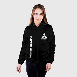 Куртка с капюшоном женская Mitsubishi logo white auto, цвет: 3D-черный — фото 2