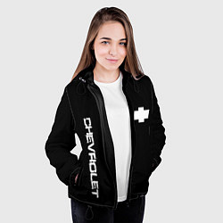 Куртка с капюшоном женская Chevrolet white logo auto, цвет: 3D-черный — фото 2