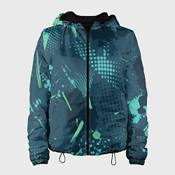 Куртка с капюшоном женская Яркий абстрактный узор для спорта, цвет: 3D-черный