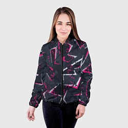 Куртка с капюшоном женская Яркий абстрактный узор для спорта, цвет: 3D-черный — фото 2