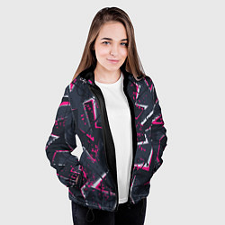 Куртка с капюшоном женская Яркий абстрактный узор для спорта, цвет: 3D-черный — фото 2