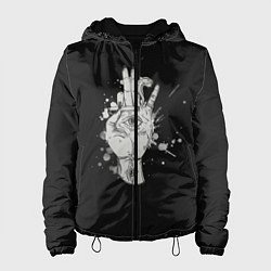 Куртка с капюшоном женская Глаза и дым, цвет: 3D-черный