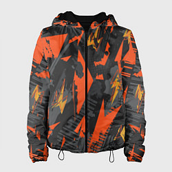 Куртка с капюшоном женская Яркий абстрактный узор для спорта, цвет: 3D-черный