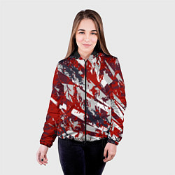 Куртка с капюшоном женская Яркий абстрактный узор для спорта, цвет: 3D-черный — фото 2