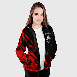 Куртка с капюшоном женская Lamborghini sport grunge, цвет: 3D-черный — фото 2