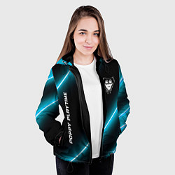 Куртка с капюшоном женская Poppy Playtime неоновые лампы, цвет: 3D-черный — фото 2