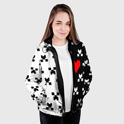 Куртка с капюшоном женская Minecraft pattern love, цвет: 3D-черный — фото 2