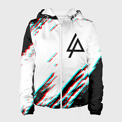 Куртка с капюшоном женская Linkin park краски глитч, цвет: 3D-белый