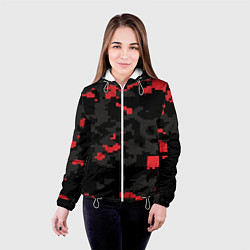 Куртка с капюшоном женская Камуфляжная текстура милитари, цвет: 3D-белый — фото 2