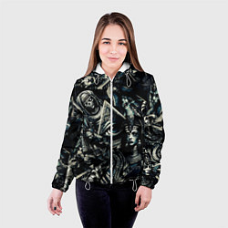 Куртка с капюшоном женская Глаз в пирамиде и Египетские Божества, цвет: 3D-белый — фото 2