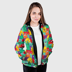 Куртка с капюшоном женская Разноцветные монстрики, цвет: 3D-черный — фото 2