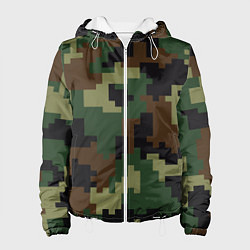 Куртка с капюшоном женская Камуфляж хаки текстура, цвет: 3D-белый