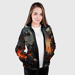 Куртка с капюшоном женская Эпичный взрыв из камней, цвет: 3D-черный — фото 2