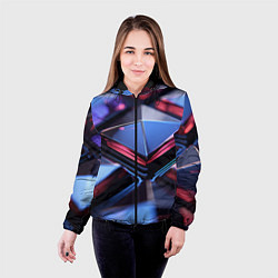 Куртка с капюшоном женская Абстрактные фиолетовые плиты со свечением, цвет: 3D-черный — фото 2