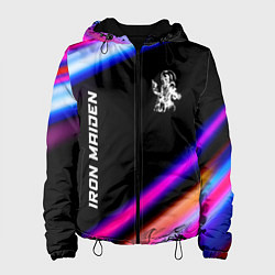 Куртка с капюшоном женская Iron Maiden neon rock lights, цвет: 3D-черный