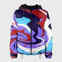 Куртка с капюшоном женская Клякса абстракция, цвет: 3D-черный
