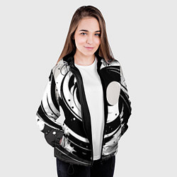 Куртка с капюшоном женская Экспрессивная абстракция - нейроарт, цвет: 3D-черный — фото 2