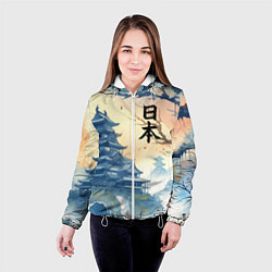 Куртка с капюшоном женская Japanese landscape - watercolor, цвет: 3D-белый — фото 2