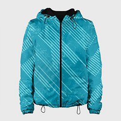 Куртка с капюшоном женская Абстракция светлые линии на зеленом фоне, цвет: 3D-черный