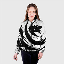 Куртка с капюшоном женская Ai art black and white abstraction, цвет: 3D-черный — фото 2