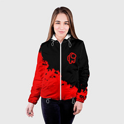 Куртка с капюшоном женская Among us красные краски, цвет: 3D-белый — фото 2