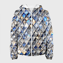 Куртка с капюшоном женская Хрустальные кристаллы - бриллиантовый блеск, цвет: 3D-белый
