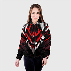 Куртка с капюшоном женская Абстрактное красное лицо монстра, цвет: 3D-черный — фото 2