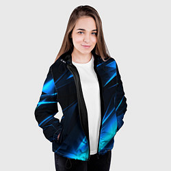 Куртка с капюшоном женская Грани неоновые текстура, цвет: 3D-черный — фото 2