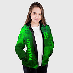 Куртка с капюшоном женская Fallout - green gradient вертикально, цвет: 3D-черный — фото 2