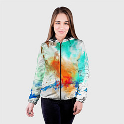 Куртка с капюшоном женская Штрихи красок цветные, цвет: 3D-черный — фото 2