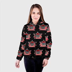 Куртка с капюшоном женская Буддистские символы - японские атрибуты, цвет: 3D-черный — фото 2