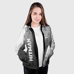 Куртка с капюшоном женская Hitman - grey gradient вертикально, цвет: 3D-черный — фото 2