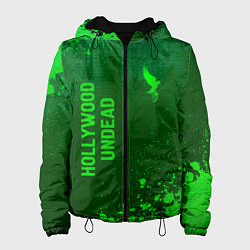 Куртка с капюшоном женская Hollywood Undead - green gradient вертикально, цвет: 3D-черный