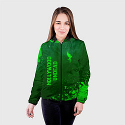 Куртка с капюшоном женская Hollywood Undead - green gradient вертикально, цвет: 3D-черный — фото 2
