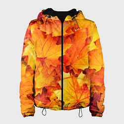 Куртка с капюшоном женская Осень - клиновые листья, цвет: 3D-черный